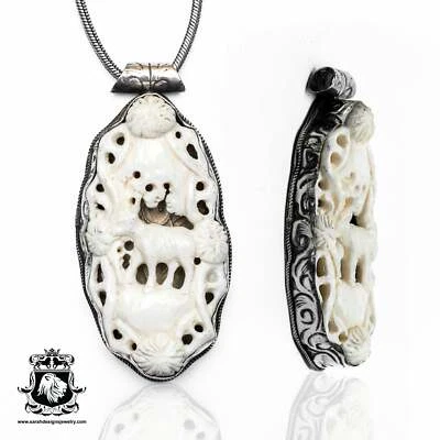 Cabra de Montaña Tibetana Repousse Colgante Plata Cadena 4MM N421 Foto 1 de 4