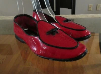 Винтажные женские БЕЛЬГИЙСКИЕ красные лакированные мокасины Midinette 6,5 A - Изображение 1 из 4