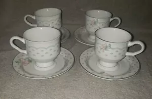 Vintage SANGO Rose Chintz Footed Cup Saucer Set of 4 EUC - Picture 1 of 8