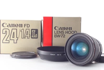【 N MINT- / Original Box 】 Canon New FD NFD 24mm F1.4 L Lens w/ BW-72 Hood Japan - Image 1 of 4