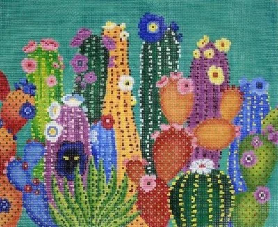 Needlepoint Handpainted JP Needlepoint Cactus Smacked Us  - Image 1 of 4