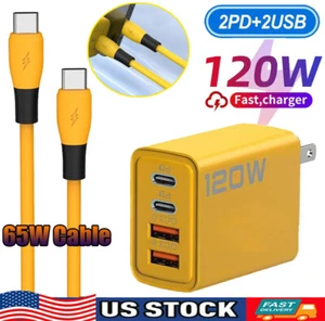 120W USB-C PD Fast Wall Charger For Motorola Edge Moto Stylus 5G 2023 G Pure - Picture 1 of 22