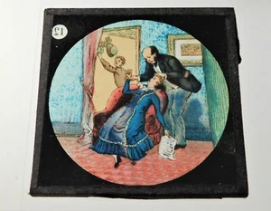 Antike farbig illustrierte magische Laterne Dia Mischvious Tommy - Ohnmacht - Bild 1 von 3