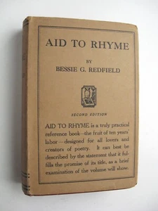 AID TO RHYME ~ Bessie G. Redfield HC/DJ 1925 SIGNED Writing Poetry - 29 - Picture 1 of 16