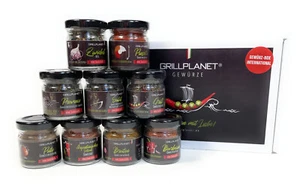 Grill Gewürze Gewürzmischung Geschenkset mit 9 Designgläschen in Geschenkverpack - Bild 1 von 3