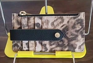 AIMEE KESTENBERG Melbourne Leather Wallet Card Holder Zip Compartment Leopard - Picture 1 of 7