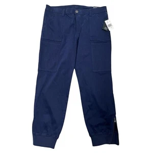 Kut From The Kloth Jogger Pants High Rise Crop Cargo Pockets Zip Ankles Blue 14 - Picture 1 of 15