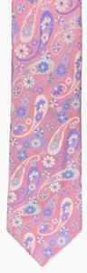 DUCHAMP Seidenkrawatte rosa mehrfarbig Paisley mit kleinen Blumen Hochglanz - gebraucht, in einwandfreiem Zustand - Bild 1 von 5