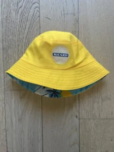 Bob Ricard Jaune Grand Logo Soleil Réversible Bleu Plage Pétanque Vintage OM - Picture 1 of 8