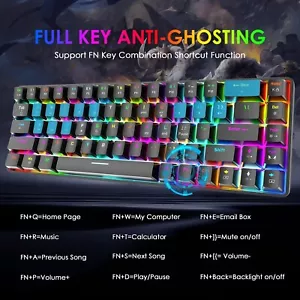 ZIYOU LANG T8 68 Tasten Mini 60% Kabelgebunden Mechanische Gaming Tastatur Blau RGB für Win - Bild 1 von 7