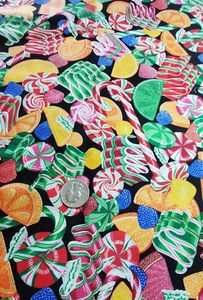 1 1/4 yds Christmas Candy with Shimmer Quilt Fabric Cranston Prints - Picture 1 of 3