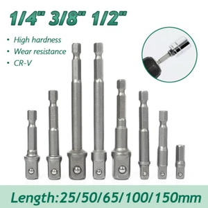 Drill Socket Adapter Set Impact Nut Driver Hex Extension Bit 1/4" 3/8" 1/2" - Imagen 1 de 18
