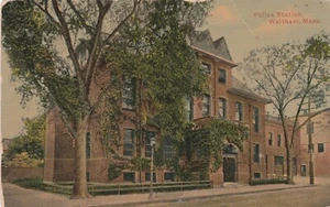 Stazione di Polizia Waltham MA Street View cartolina ricordo d'epoca - Foto 1 di 2