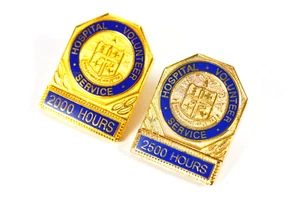 Vintage Hospital Volunteer Lapel Pins Lot 2000 & 2500 Hours Nurse Work Award - Picture 1 of 3