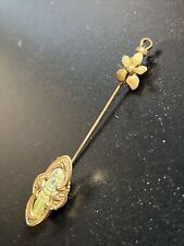 Vintage Miriam Haskell Egyptian Revival Jade? Signed Stick Pin Brooch