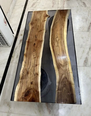 36"x24" Dining Room Coffee Table Top Handmade Clear Smokey Resin Epoxy Furniture - Image 1 of 4