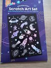 Kids Holographic Space Scratch Art Set Rockets Planets Spaceship Astronaut Stars