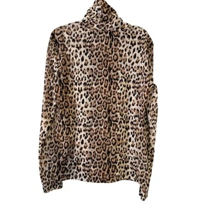 Madison Studio Damen großer Leopard durchsichtiger Rollkragenpullover  - Bild 1 von 5