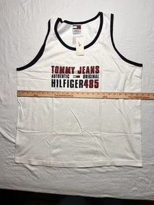 Tommy Hilfiger Men's Vintage 90s Tank Top Size Large Tommy Jeans White 485 - Picture 1 of 2