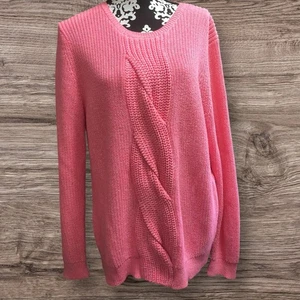 Talbots Pink Cable Knit Sweater Cotton/Modal Blend Cozy Pullover Fisherman XL - Picture 1 of 12