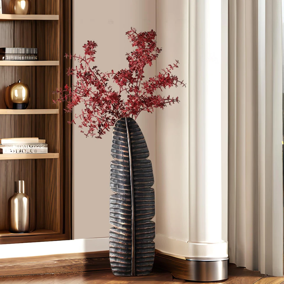 Tall Floor Vase, Leafy Decorative Vase, Modern Home Decor Vases, 27.5 inch Li... - Image 1 of 4