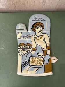 Blue Q "I Love My A**hole Kids" Retro Fun Guant da Forno, 12,5"x7,5" - Foto 1 di 5