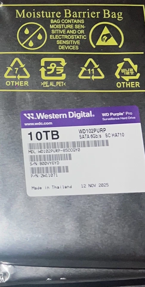 Disco duro interno de video inteligente Western Digital Purple Pro 10 TB WD102PURP nuevo Foto 1 de 1