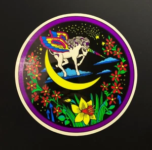 UNICORN PEGASUS HORSE PSYCHEDELIC celestial cosmic SPACE vintage sticker decal - Picture 1 of 4