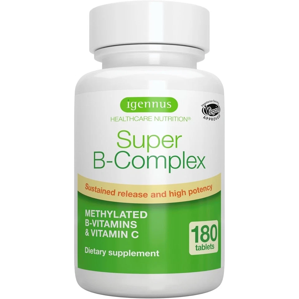 Super B-complex Methylated Sustained Release B Complex Vitamins 180 Small Table