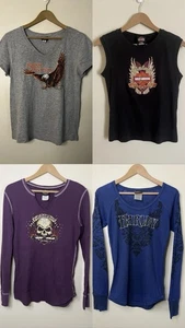 Vintage Y2K Harley Davidson Women’s Short & Long Sleeve Bundle Of 4 Size L - Picture 1 of 23