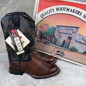 Justin Women's Western Cowboy Boots Size 9 B Vintage Black Cowhide Brown L4856 - Picture 1 of 10