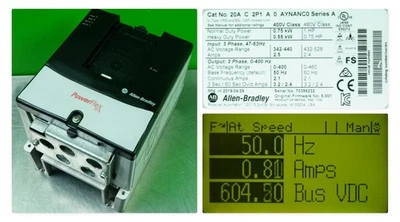 Allen-Bradley 20AD2P1A0AYNANC0 1 HP 480V Powerflex 70 FRN: 5.001 probado bueno Foto 1 de 4