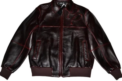 AUTHENTIC PELLE PELLE MEN’S TWO TONE CLASSIC  LEATHER JACKET BLACK RED All Sizes - Imagem 1 de 4