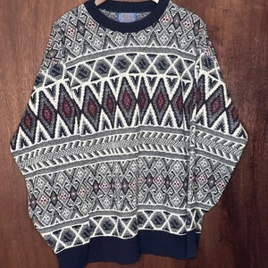 Vintage Wool Pendleton Sweater Men's Size Large USA Made Southwest Aztec Print - Picture 1 of 19