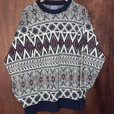 Vintage Wool Pendleton Sweater Men's Size Large USA Made Southwest Aztec Print - Image 1 of 4