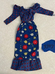 Barbie #3343 Best Buy Fashion Dress Blue Floral Peasant 1973 VTG Mattel READ - Picture 1 of 2