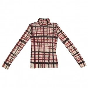 Jean-Paul GAULTIER HOMME Plaid Print Turtleneck Mesh T Shirt Size 48(K-129898) - Picture 1 of 12