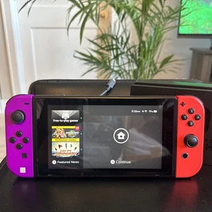 Nintendo Switch Handheld System - V1 Great Used Condition - Red Purple - Picture 1 of 24