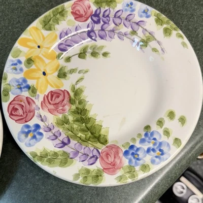 TABLETOPS UNLIMITED VALENTINO SALAD PLATES X2/floral Plates - Image 1 of 4