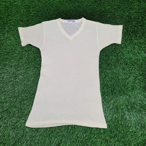 Vintage 70s Jockey Mesh Shirt 2XS/XS 14x27 Beige USA Made - Picture 1 of 9