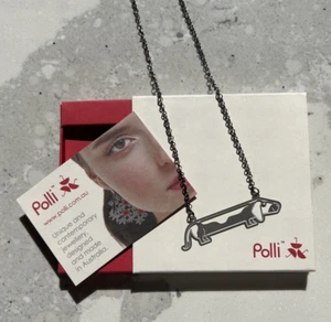 Polli Dackel Halskette Australien bezaubernd NEU IM KARTON Deadstock Nickel/bleifrei - Bild 1 von 3