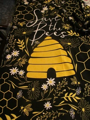 Panel de tela 100 % algodón Save the Bees Beehive aprox 23" x WOF  Foto 1 de 4