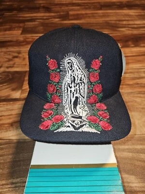 NUEVO De colección Raro Virgen María Religión Cúpula Negra Mezcla Lana De Colección SnapBack Sombrero Foto 1 de 4