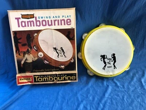 1967 EMENEE Tambourine Original Box Swing and Play Vintage Musical Instrument - Picture 1 of 11