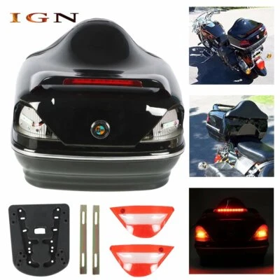 Universal Motorcycle Tour Pack Trunk Luggage Tail Box Pack W/ Tail Light Lock US - Image 1 of 4