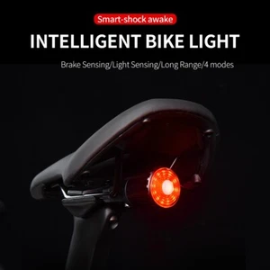 Luz trasera inteligente para bicicleta Detección de freno Alerta Bicicleta de carretera Luz Sillín Instalación - Imagen 1 de 6