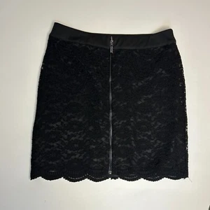 Laundry by Shelli Segal Size 8 Black Lace Front Zip Pencil Mini Skirt - Picture 1 of 11