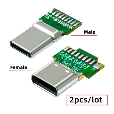 2 Pack USB 3.1 Type C PD 65W 18Pin Socket Port Repair Replacement Solder Adapter - Image 1 of 4