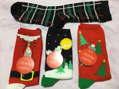 Brand New With Tags Planet Sox Holiday Christmas Socks 4 Pair Size 9-11 - Image 1 of 4