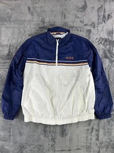 Vintage Nike Windbreaker Jacket Blue White Full Zip Youth L Adult Small Retro - Picture 1 of 8